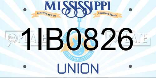 1IB0826 Mississippi License Plate