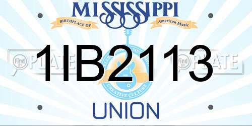 1IB2113 Mississippi License Plate