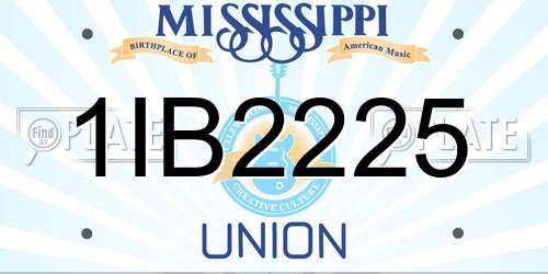 1IB2225 Mississippi License Plate