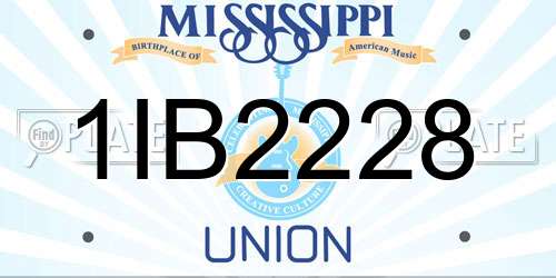 1IB2228 Mississippi License Plate