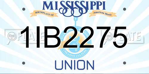 1IB2275 Mississippi License Plate