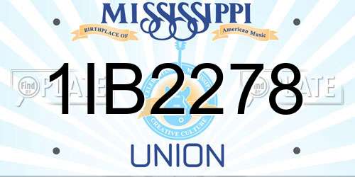 1IB2278 Mississippi License Plate
