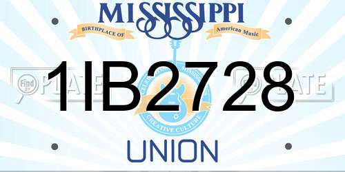 1IB2728 Mississippi License Plate