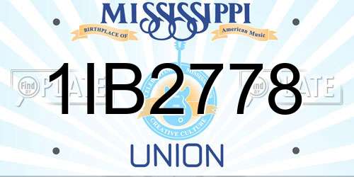 1IB2778 Mississippi License Plate