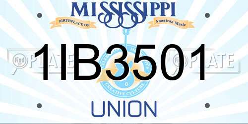 1IB3501 Mississippi License Plate