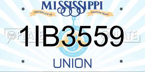 1IB3559 Mississippi License Plate