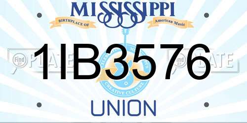 1IB3576 Mississippi License Plate
