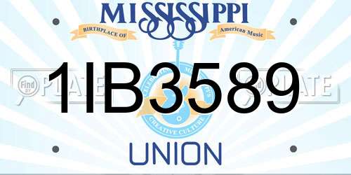 1IB3589 Mississippi License Plate