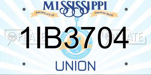 1IB3704 Mississippi License Plate