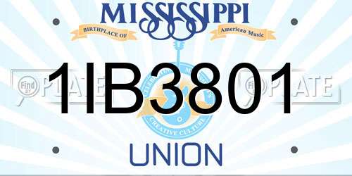 1IB3801 Mississippi License Plate