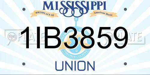 1IB3859 Mississippi License Plate