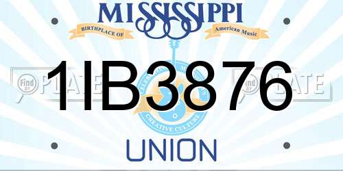 1IB3876 Mississippi License Plate
