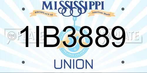 1IB3889 Mississippi License Plate