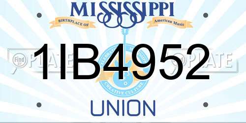 1IB4952 Mississippi License Plate