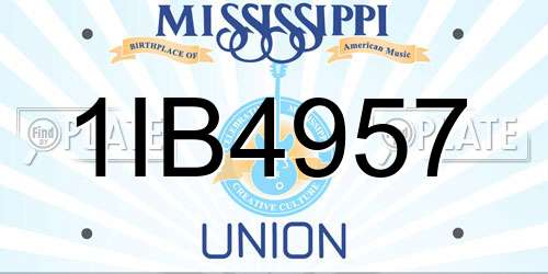 1IB4957 Mississippi License Plate