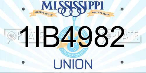 1IB4982 Mississippi License Plate