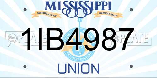 1IB4987 Mississippi License Plate