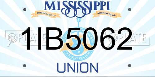 1IB5062 Mississippi License Plate