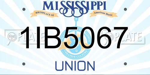 1IB5067 Mississippi License Plate