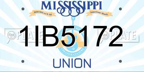 1IB5172 Mississippi License Plate