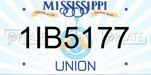 1IB5177 Mississippi License Plate