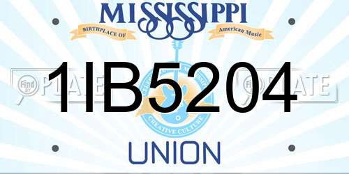 1IB5204 Mississippi License Plate