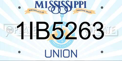 1IB5263 Mississippi License Plate