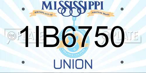 1IB6750 Mississippi License Plate