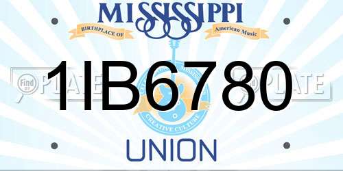 1IB6780 Mississippi License Plate