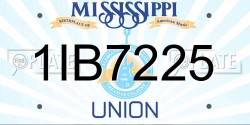 1IB7225 Mississippi License Plate