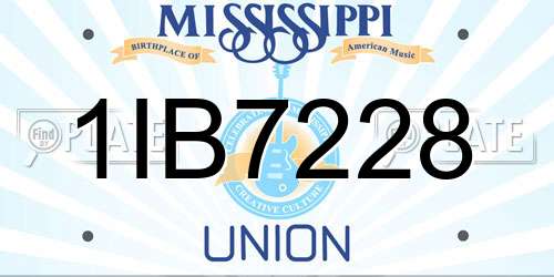 1IB7228 Mississippi License Plate