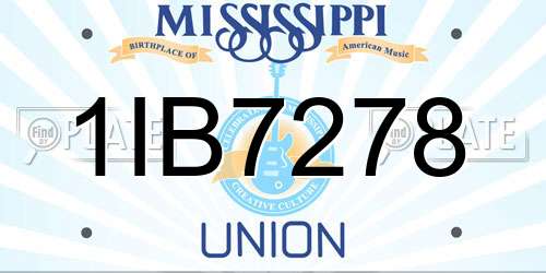 1IB7278 Mississippi License Plate