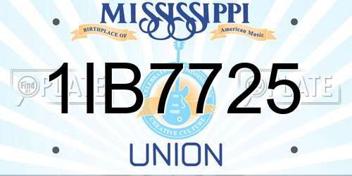 1IB7725 Mississippi License Plate