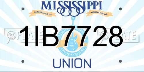1IB7728 Mississippi License Plate