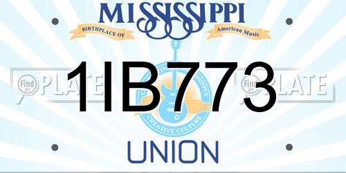 1IB773 Mississippi License Plate