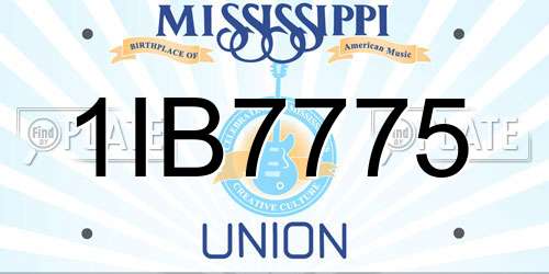 1IB7775 Mississippi License Plate