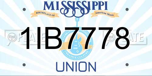 1IB7778 Mississippi License Plate