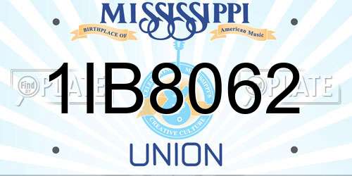 1IB8062 Mississippi License Plate