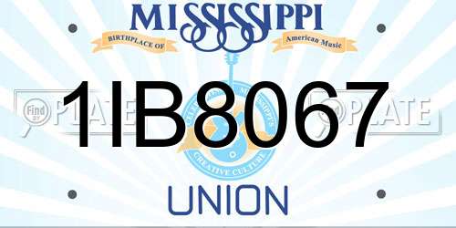 1IB8067 Mississippi License Plate
