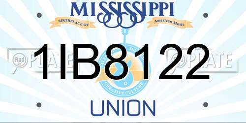 1IB8122 Mississippi License Plate