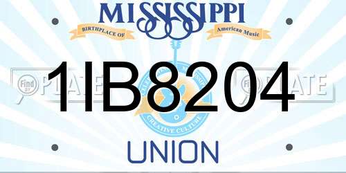1IB8204 Mississippi License Plate