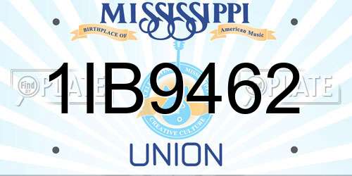 1IB9462 Mississippi License Plate