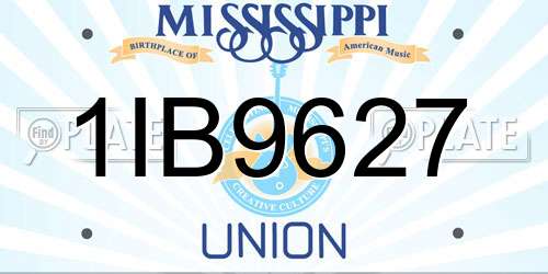 1IB9627 Mississippi License Plate