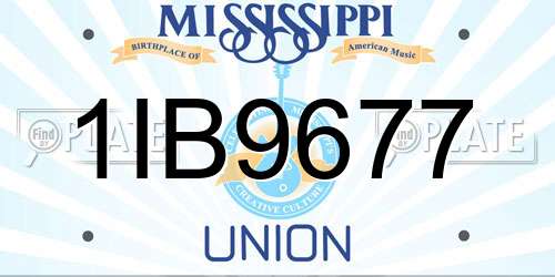 1IB9677 Mississippi License Plate