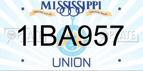1IBA957 Mississippi License Plate