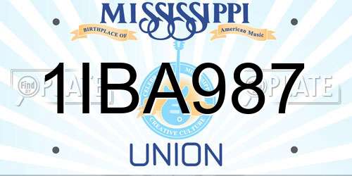 1IBA987 Mississippi License Plate