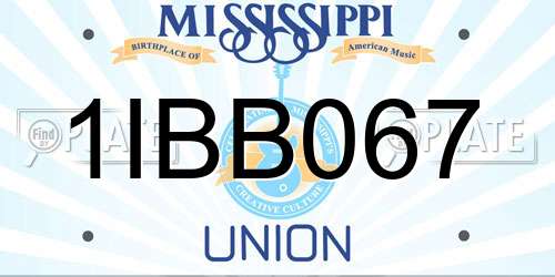 1IBB067 Mississippi License Plate