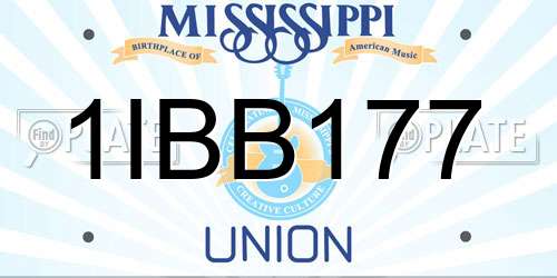 1IBB177 Mississippi License Plate