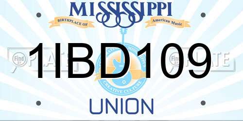 1IBD109 Mississippi License Plate