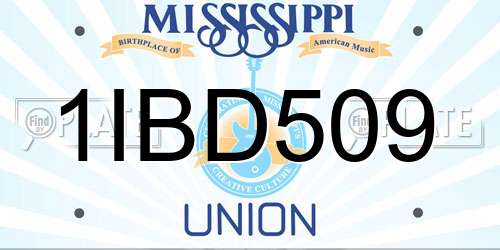 1IBD509 Mississippi License Plate